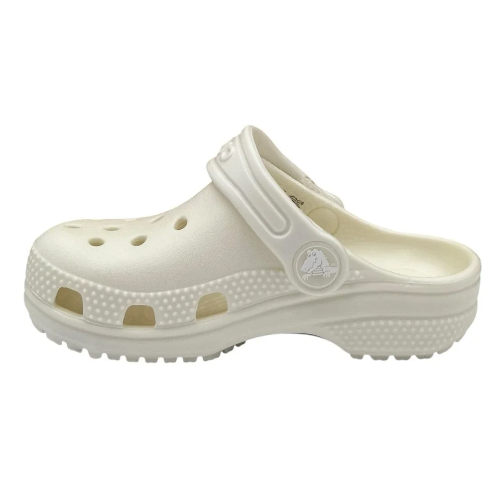 Crocs‎ Toddler Girls Boys Slip-on Clogs Size 8 White Glow Green in the Dark